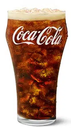 McDonald's Coca-Cola, a refreshing, chilled soft drink served over ice