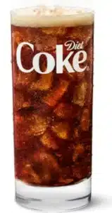 McDonald's Diet Coke, a sugar-free and refreshing soft drink served chilled over ice