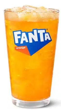 McDonald's Fanta Orange, a vibrant and tangy orange-flavored soft drink served ice-cold