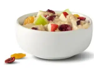 McDonald's Fruit & Maple Oatmeal with diced apples, cranberries, raisins, and a touch of cream