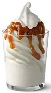 McDonald's Hot Caramel Sundae, a creamy vanilla soft serve topped with warm caramel sauce