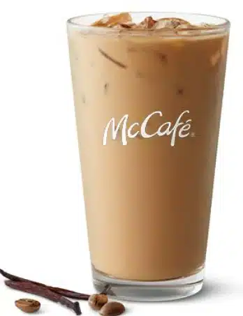 McDonald's Iced French Vanilla Coffee, a chilled coffee drink with French vanilla syrup, cold milk, and ice