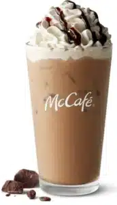 McDonald's Iced Mocha, a chilled espresso drink with cold milk, ice, chocolate syrup, and whipped cream