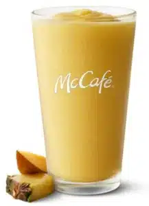 McDonald's Mango Pineapple Smoothie, a tropical blend of ripe mangoes and pineapples with a creamy, refreshing finish