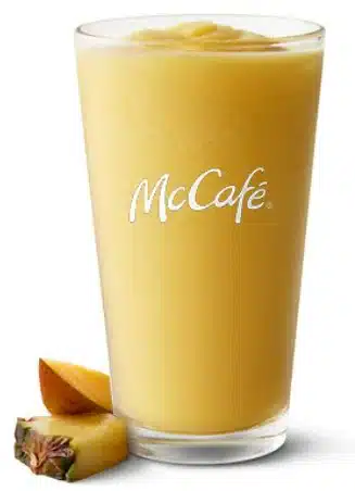 McDonald's Mango Pineapple Smoothie, a tropical blend of ripe mangoes and pineapples with a creamy, refreshing finish