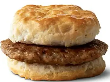 McDonald's Sausage Biscuit with a savory sausage patty in a warm, flaky biscuit