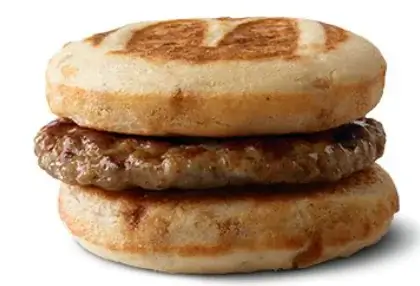 McDonald's Sausage McGriddles with a savory sausage patty between sweet maple-flavored griddle cakes