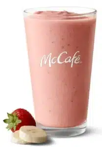 McDonald's Strawberry Banana Smoothie, a creamy blend of ripe strawberries and bananas with a cool, refreshing taste