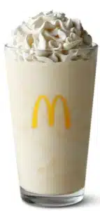 McDonald's Vanilla Shake, a creamy milkshake made with vanilla ice cream and topped with whipped cream