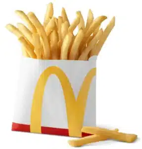 McDonald's World Famous Fries, crispy and golden French fries lightly salted to perfection